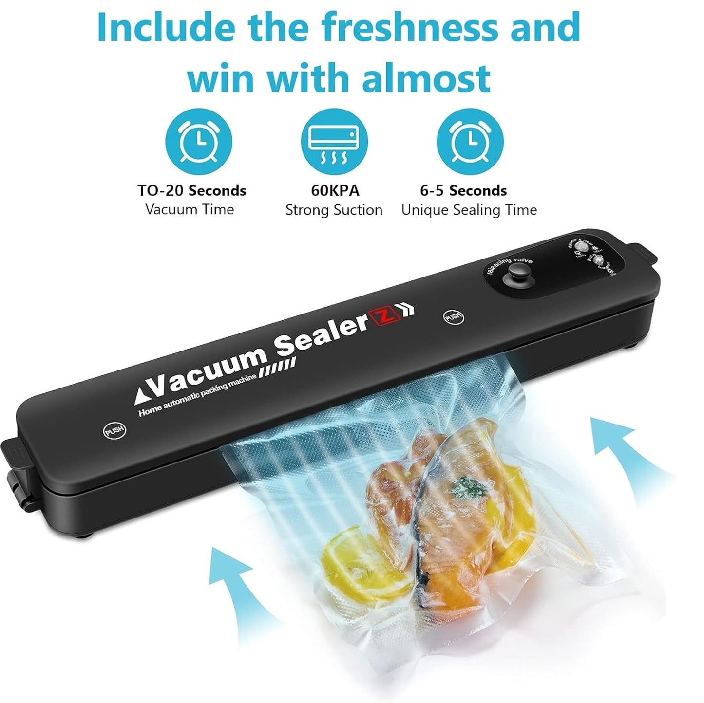 Portable Automatic Vacuum Sealer Machine, Vacuum Packing Machine, Mini Plastic Bag Sealing Machine Handheld Packet Sealer for Food, Snack, Chip, Fresh Storage (Multi)