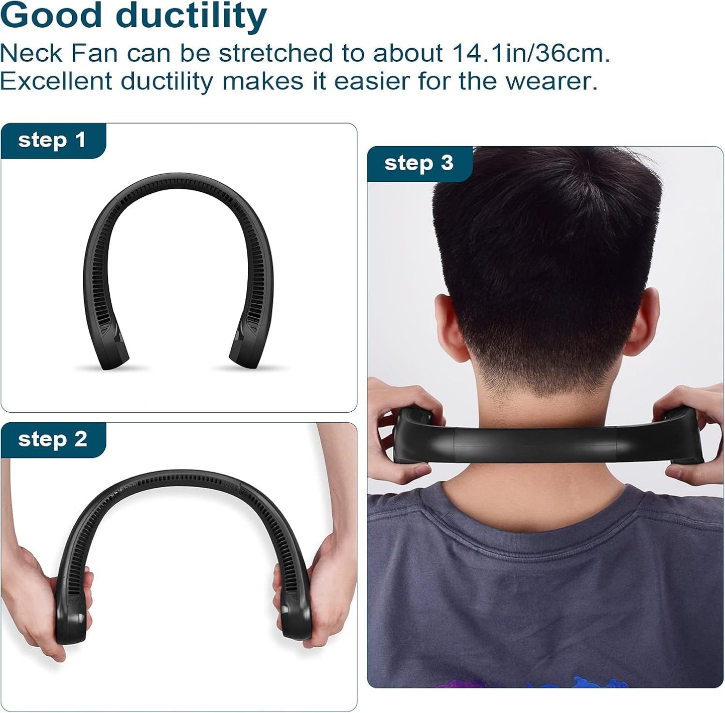 Portable Neck Fan Rechargeable, Personal Bladeless Fan, Mini Neckband Fan For Kitchen Women Travel Summer Outdoor & Home, Usb Charging Wearable 360° Cooling Collar Fans For Men (Multi)