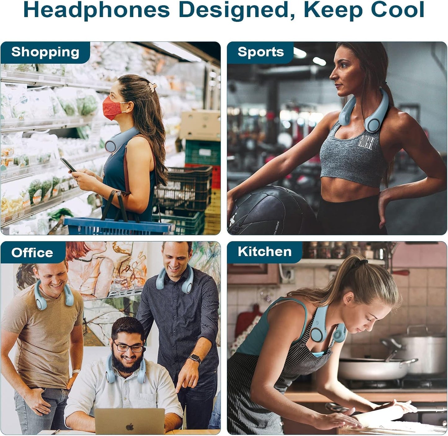 Portable Neck Fan Rechargeable, Personal Bladeless Fan, Mini Neckband Fan For Kitchen Women Travel Summer Outdoor & Home, Usb Charging Wearable 360° Cooling Collar Fans For Men (Multi)
