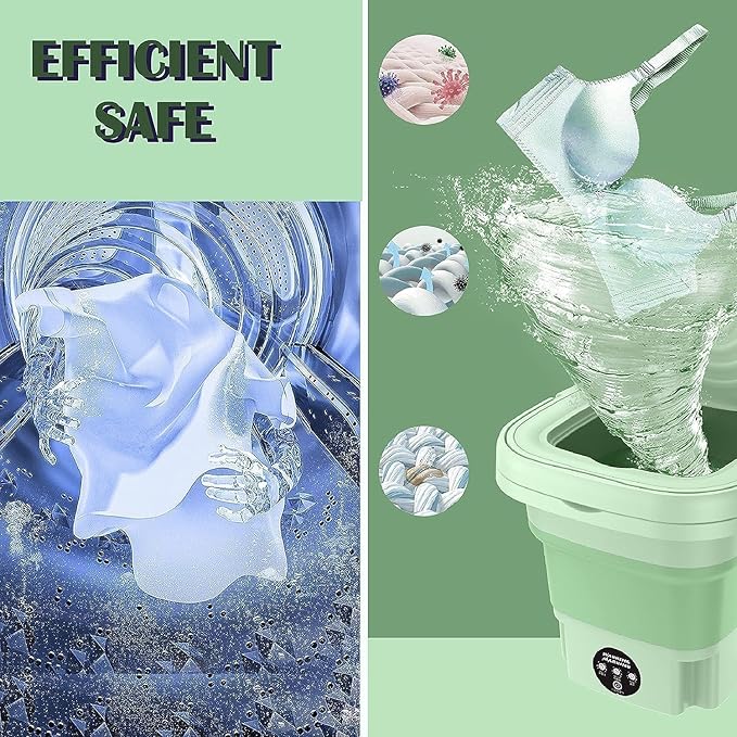 Semi-Automatic Folding 9L Mini Portable Washing Machine with Dryer – Deep Cleaning for Underwear, Baby Clothes, Socks, Towels & More
