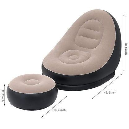 Inflatable Recliner Sofa for Ultimate Relaxation Chair Footstool with Household Air Pump Transform, Inflatable Lounge Chair for Indoor Living Room, Balcony, Outdoor, Travel