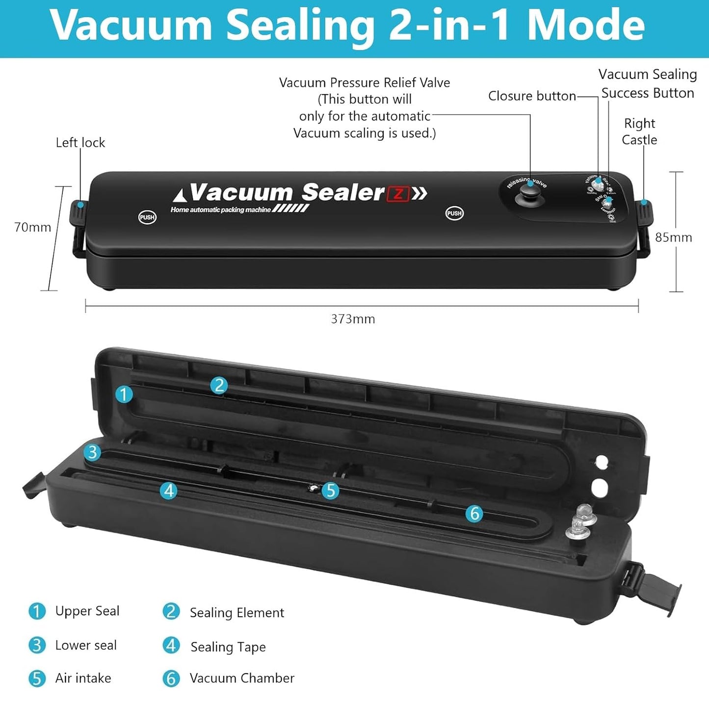 Portable Automatic Vacuum Sealer Machine, Vacuum Packing Machine, Mini Plastic Bag Sealing Machine Handheld Packet Sealer for Food, Snack, Chip, Fresh Storage (Multi)