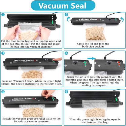 Portable Automatic Vacuum Sealer Machine, Vacuum Packing Machine, Mini Plastic Bag Sealing Machine Handheld Packet Sealer for Food, Snack, Chip, Fresh Storage (Multi)