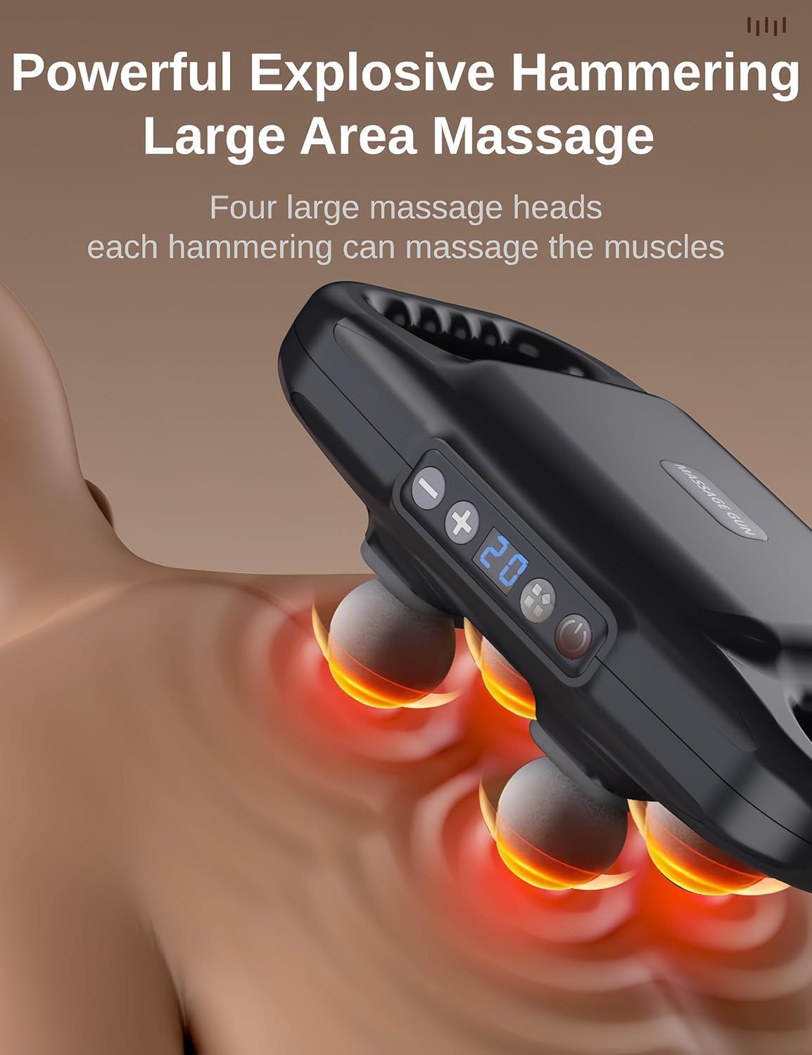 -Head Massage Gun Deep Tissue, Muscle Massager 20 Intensities & 6 Massage Modes, 4-Head Back Massager for Pain Relief in Back, Leg, Neck, Shoulder and Body (A1)