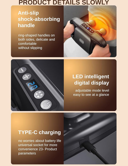 -Head Massage Gun Deep Tissue, Muscle Massager 20 Intensities & 6 Massage Modes, 4-Head Back Massager for Pain Relief in Back, Leg, Neck, Shoulder and Body (A1)