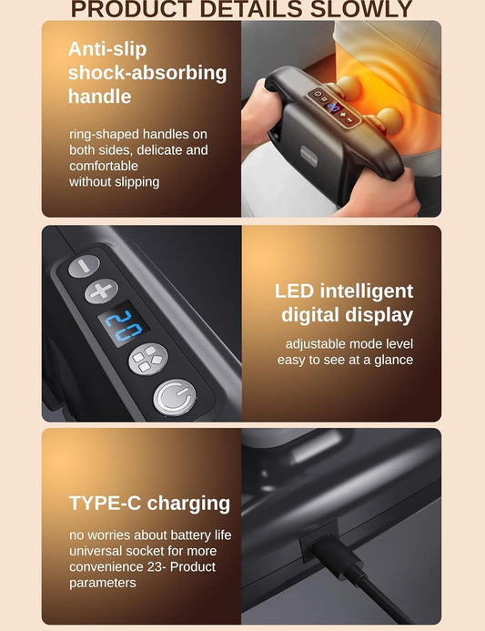 -Head Massage Gun Deep Tissue, Muscle Massager 20 Intensities & 6 Massage Modes, 4-Head Back Massager for Pain Relief in Back, Leg, Neck, Shoulder and Body (A1)