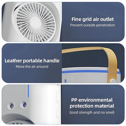 The Hustle Luxe 4000mAh Double Ended Spray Fan, Cold Air Fan, 2025 New 3 Gears USB Rechargeable Oscillating fan with LED Light Cooler Fan, Touch & Remote Control, 280ml Water Tank, Ice Filling Fan (White)