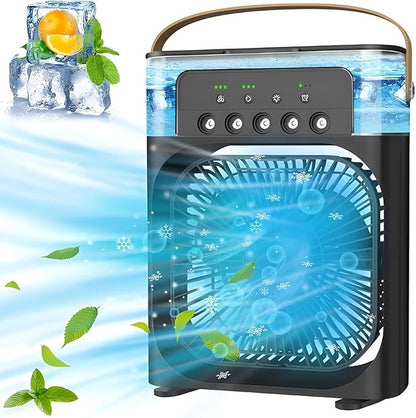 Portable Nail Drill Air Conditioners Small AC Quiet Personal Air Cooler, USB Powered Mini Desktop Cooling Misting Fan, 1-2-3 Timer 3 Smart Speeds,360°Adjustment Office, Home, Carved Design (Multi)