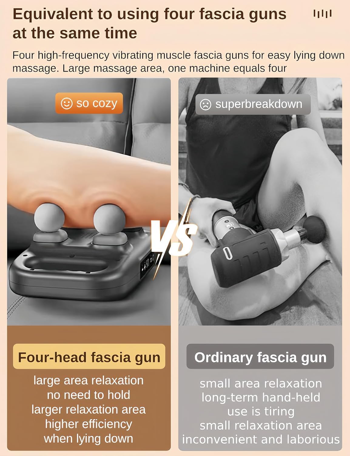 -Head Massage Gun Deep Tissue, Muscle Massager 20 Intensities & 6 Massage Modes, 4-Head Back Massager for Pain Relief in Back, Leg, Neck, Shoulder and Body (A1)