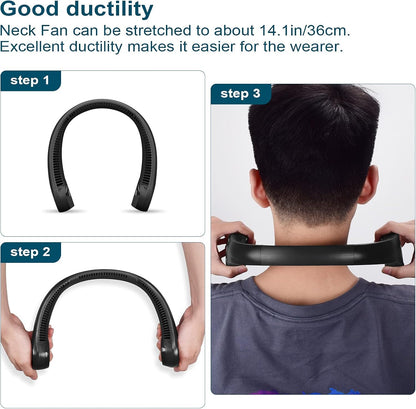 Portable Neck Fan Rechargeable, Personal Bladeless Fan, Mini Neckband Fan For Kitchen Women Travel Summer Outdoor & Home, Usb Charging Wearable 360° Cooling Collar Fans For Men (Multi)