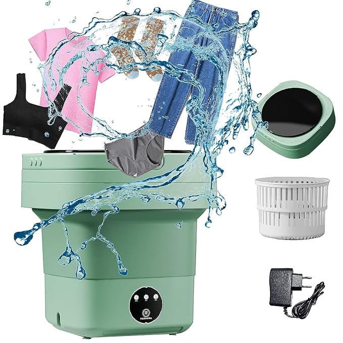 Semi-Automatic Folding 9L Mini Portable Washing Machine with Dryer – Deep Cleaning for Underwear, Baby Clothes, Socks, Towels & More